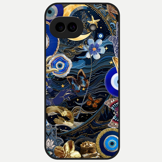  Golden Moon Magic Glass Case for Google Pixel 10A back cover – full design glossy printed glass finish