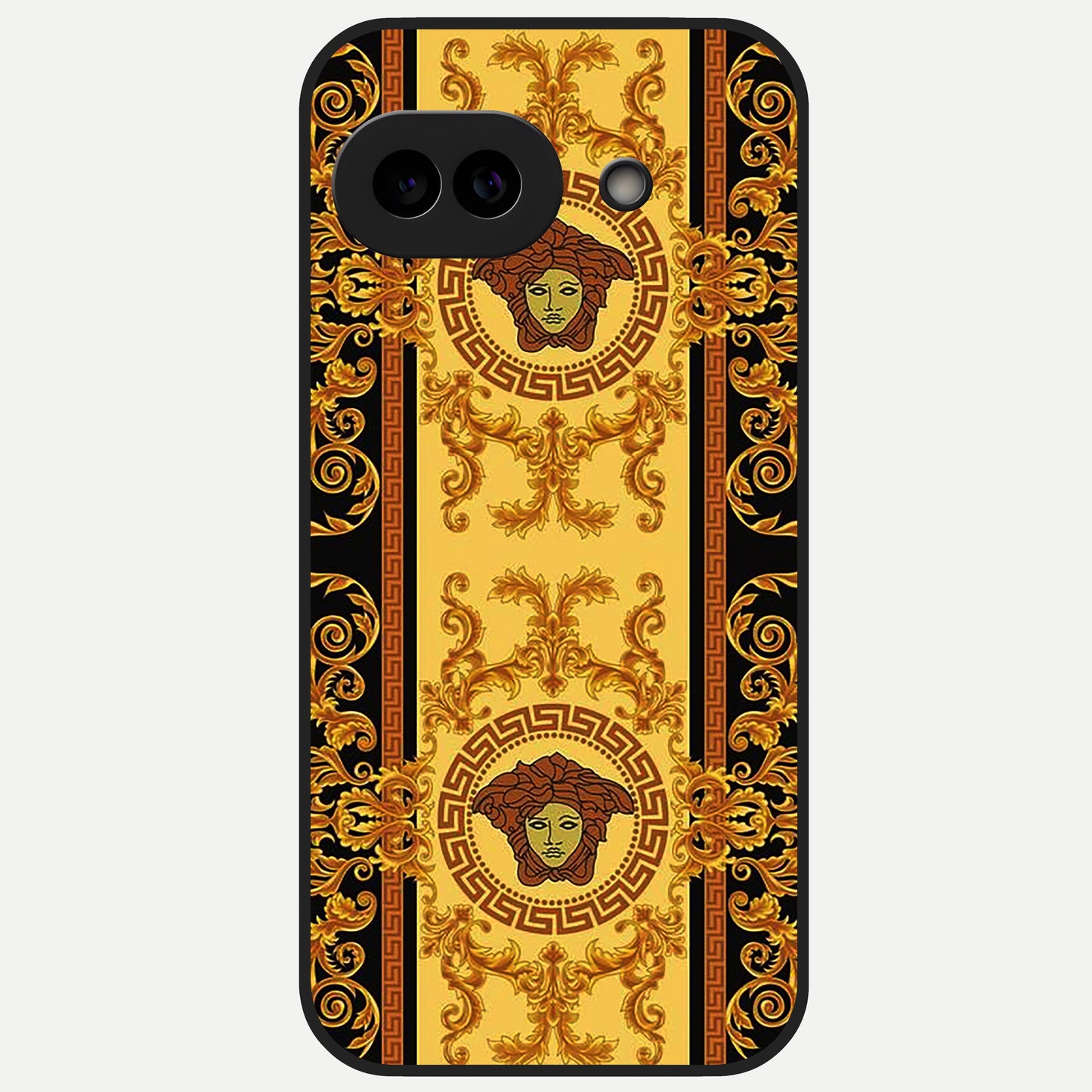  Golden Royal Heritage Glass Case for Google Pixel 10A back cover – full design glossy printed glass finish