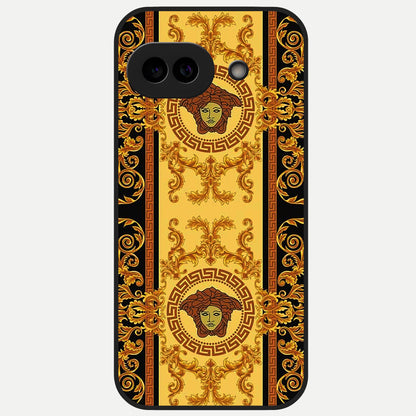  Golden Royal Heritage Glass Case for Google Pixel 10A back cover – full design glossy printed glass finish