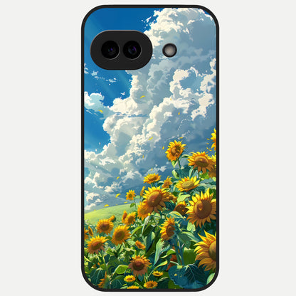  Golden Sun Glory Glass Case for Google Pixel 10A back cover – full design glossy printed glass finish