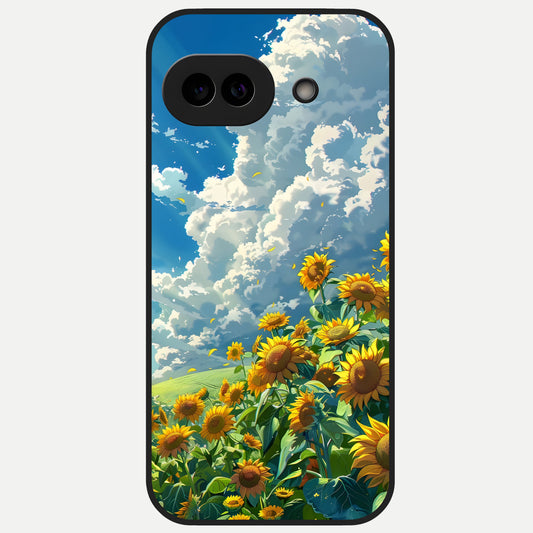  Golden Sun Glory Glass Case for Google Pixel 10A back cover – full design glossy printed glass finish