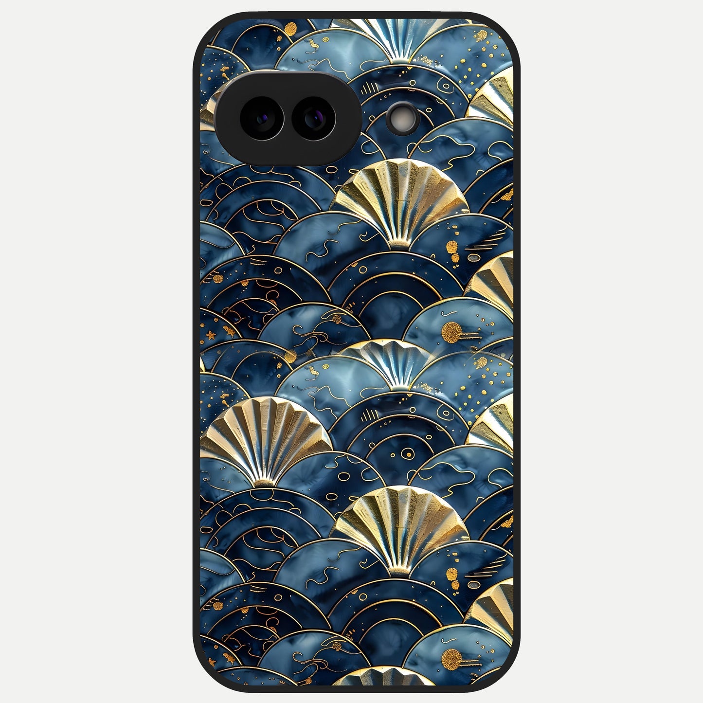  Golden Wave Luxe Glass Case for Google Pixel 10A back cover – full design glossy printed glass finish