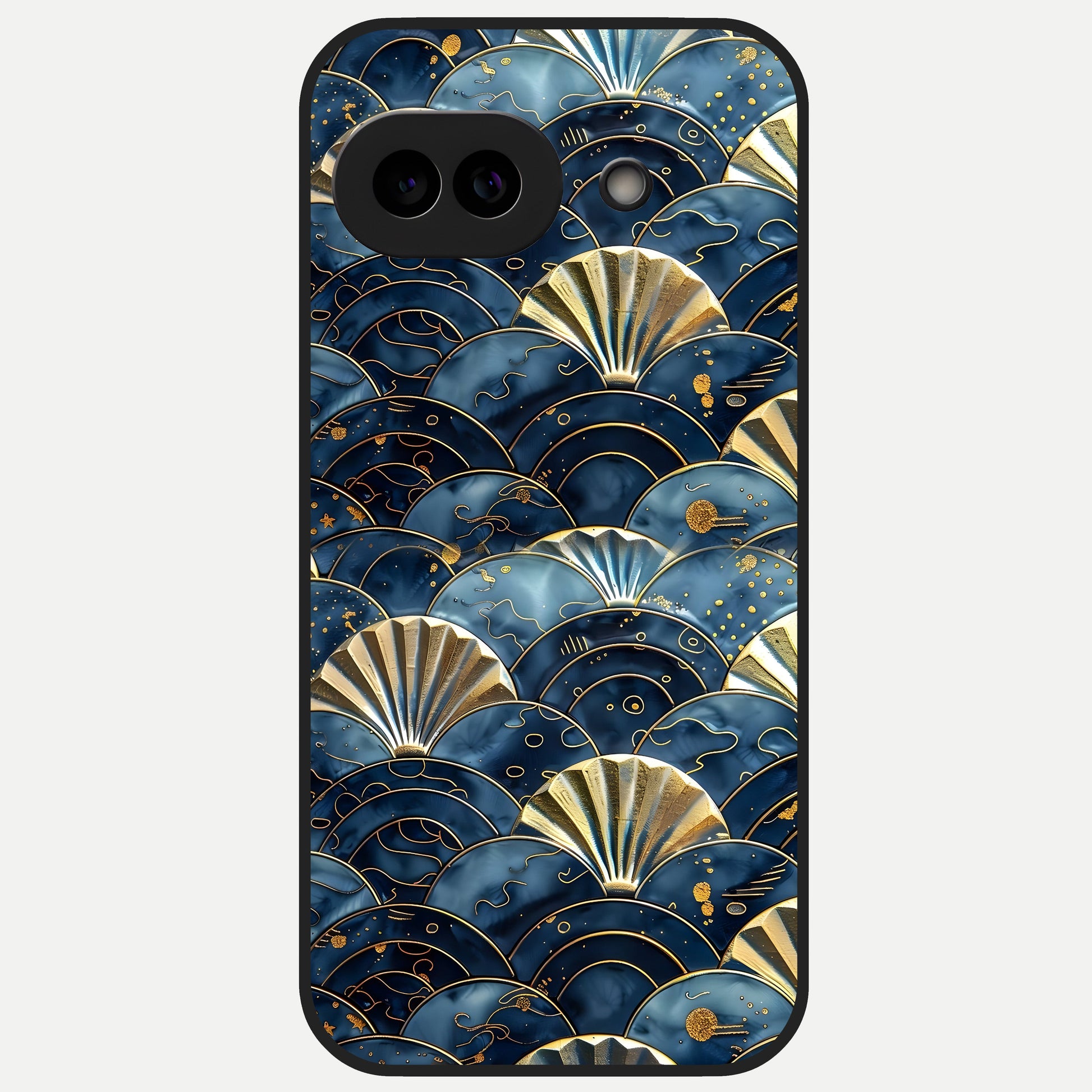  Golden Wave Luxe Glass Case for Google Pixel 10A back cover – full design glossy printed glass finish