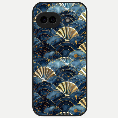  Golden Wave Luxe Glass Case for Google Pixel 10A back cover – full design glossy printed glass finish