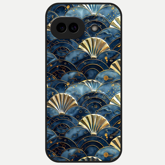  Golden Wave Luxe Glass Case for Google Pixel 10A back cover – full design glossy printed glass finish
