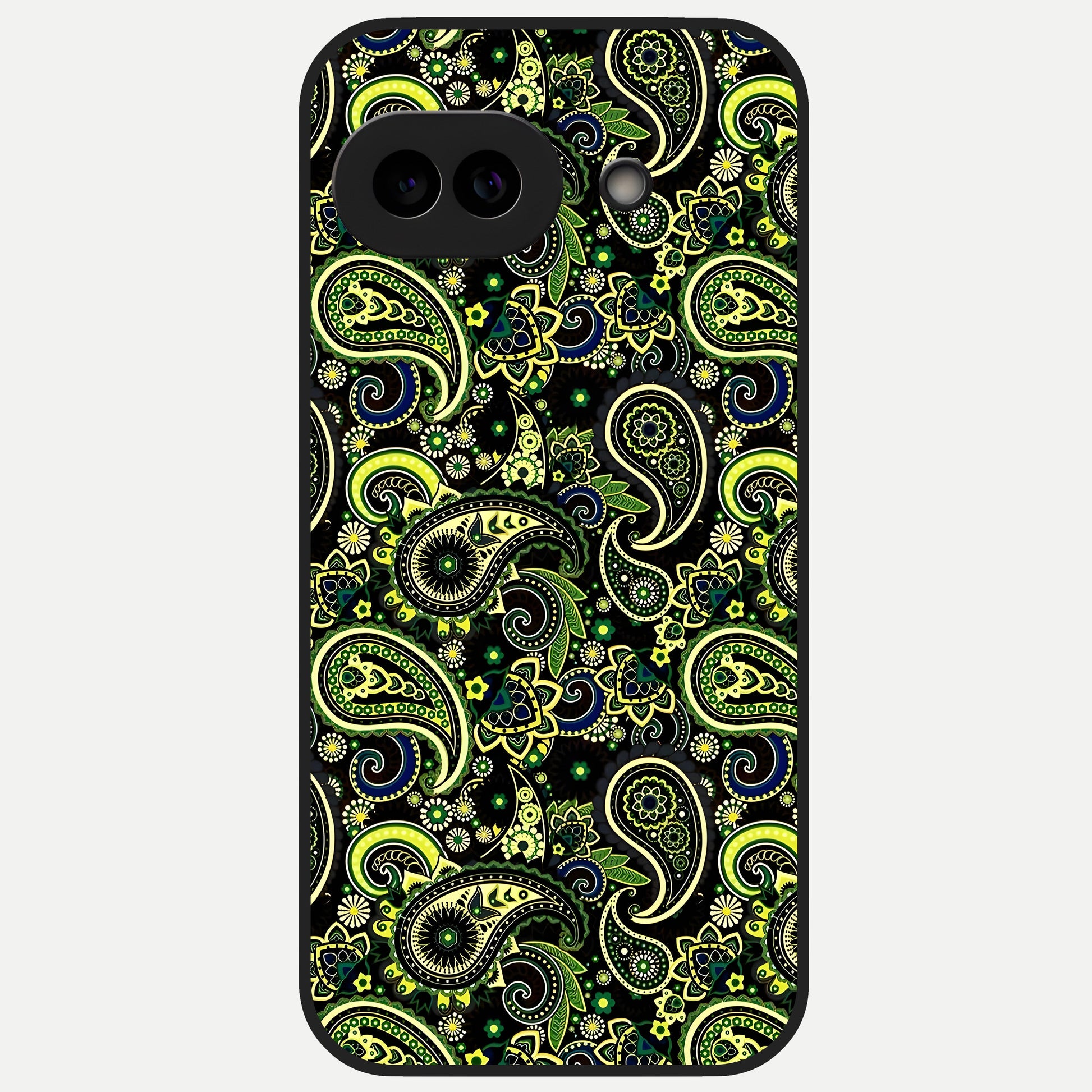  Green Mandala Pattern Glass Case for Google Pixel 10A back cover – full design glossy printed glass finish