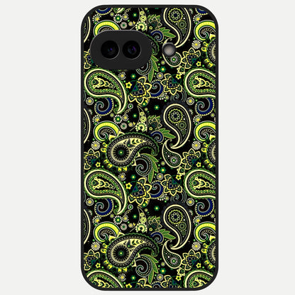  Green Mandala Pattern Glass Case for Google Pixel 10A back cover – full design glossy printed glass finish
