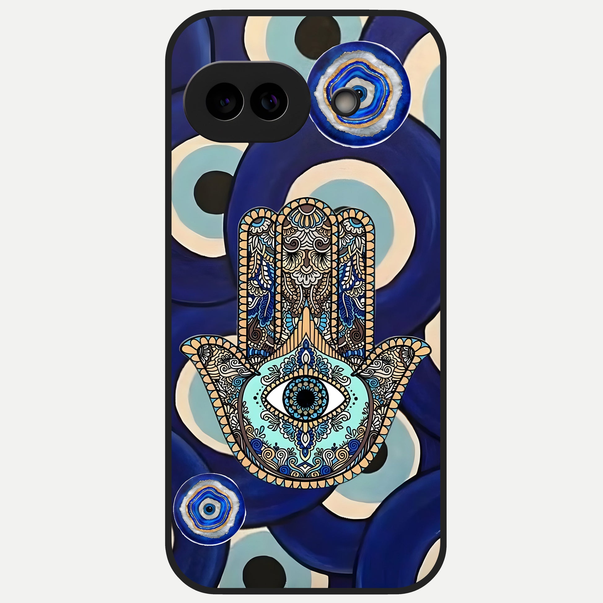  Hamsa Divine Guard Glass Case for Google Pixel 10A back cover – full design glossy printed glass finish