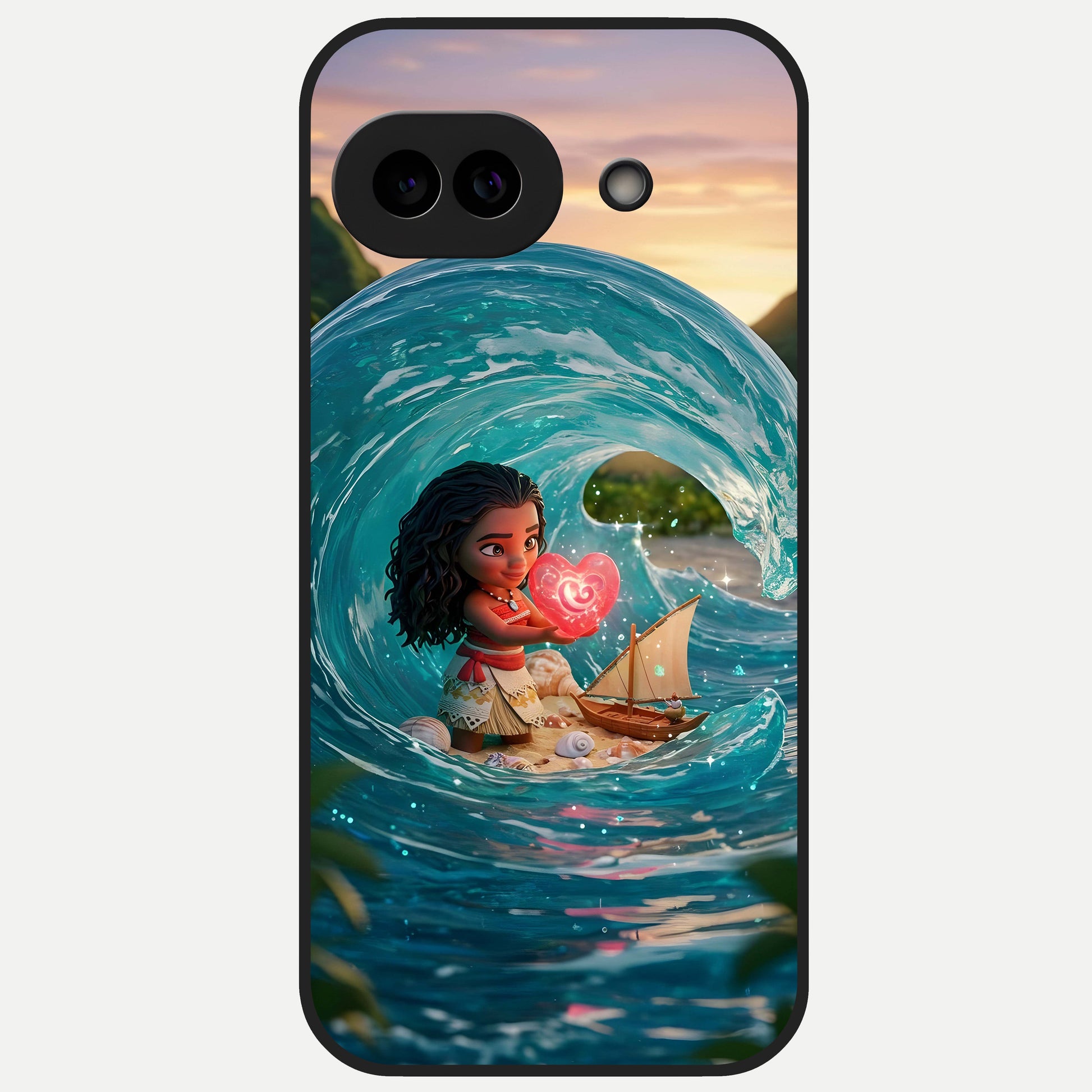  Heart of Ocean Glass Case for Google Pixel 10A back cover – full design glossy printed glass finish