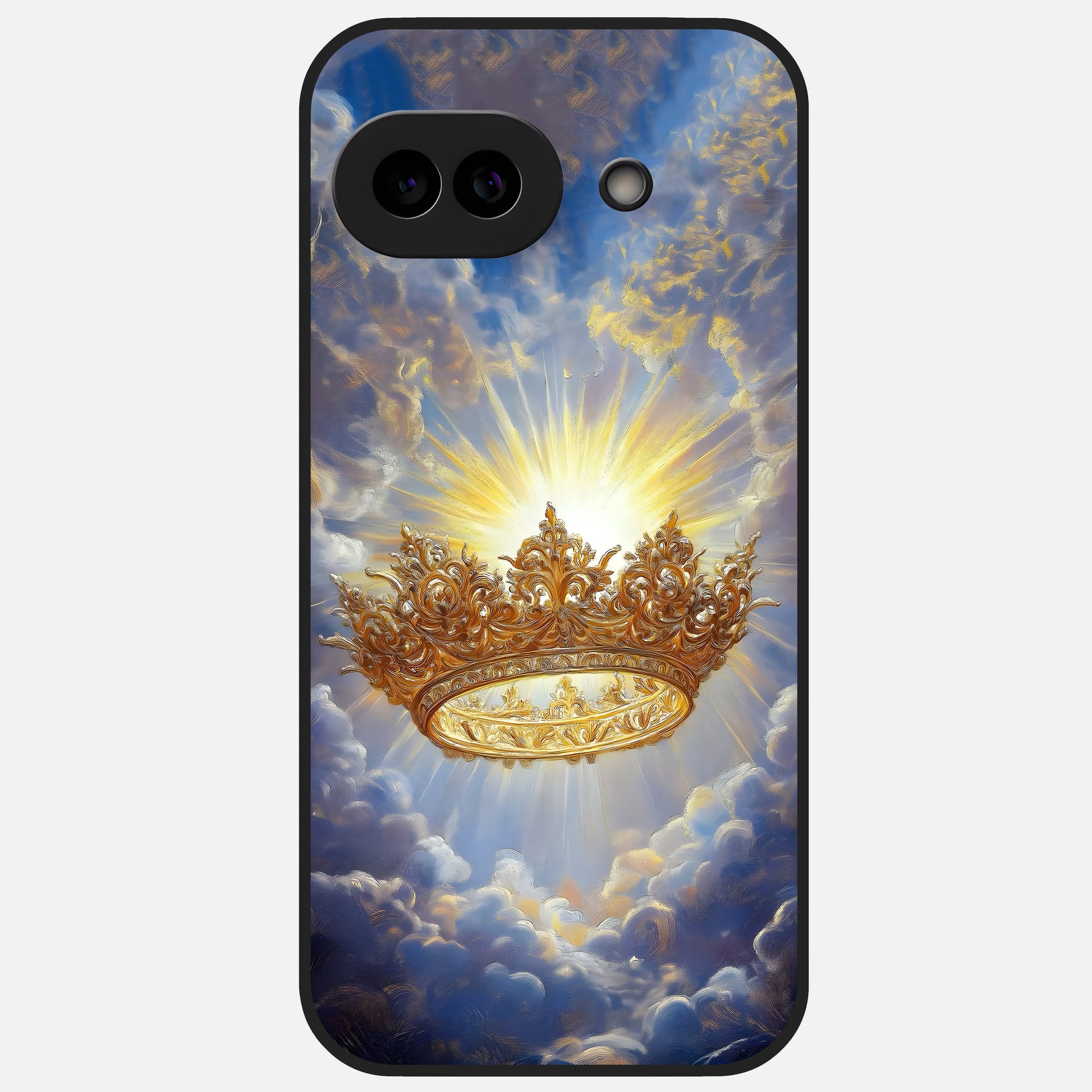  Heavenly Crown Light Glass Case for Google Pixel 10A back cover – full design glossy printed glass finish