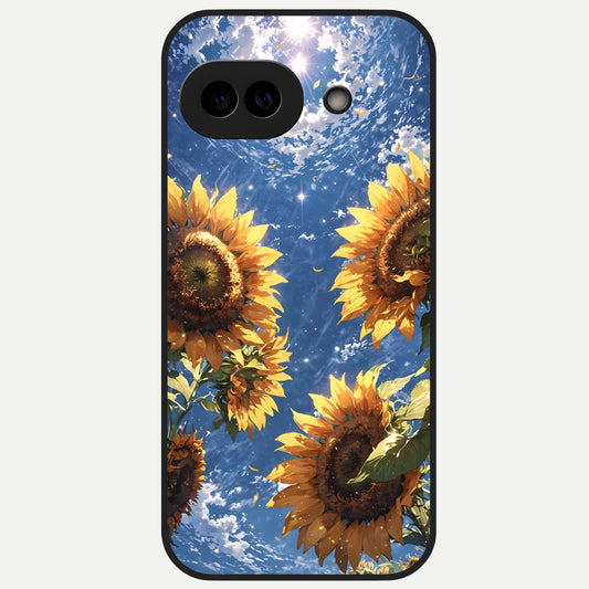  Heavenly Sunflower Rise Glass Case for Google Pixel 10A back cover – full design glossy printed glass finish