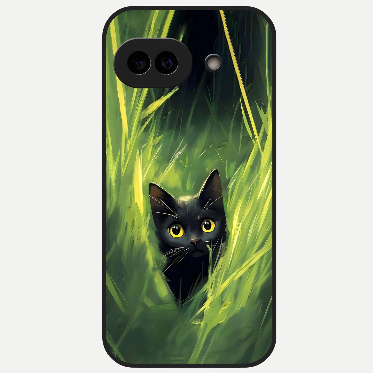  Hidden Cat Whisper Glass Case for Google Pixel 10A back cover – full design glossy printed glass finish