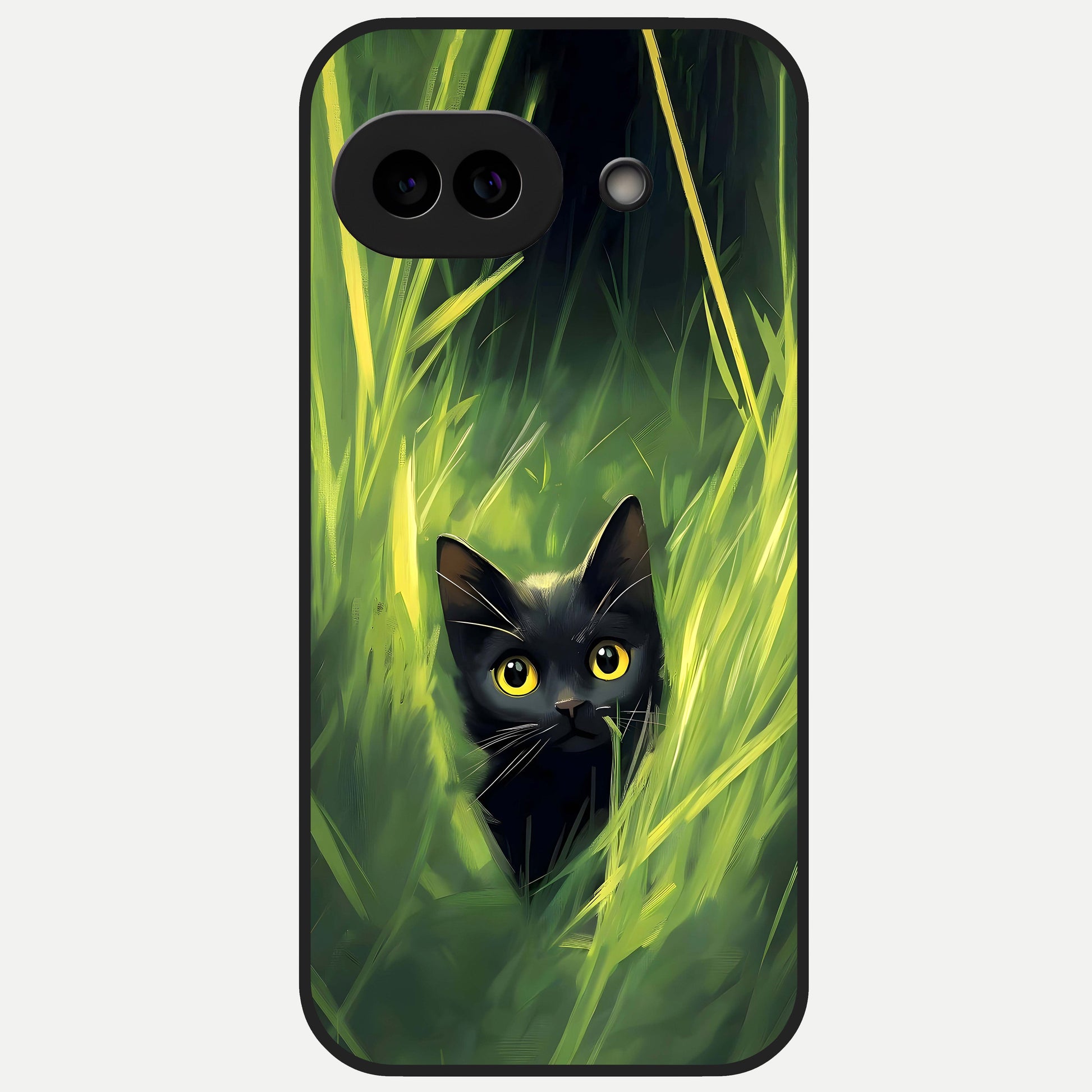  Hidden Cat Whisper Glass Case for Google Pixel 10A back cover – full design glossy printed glass finish