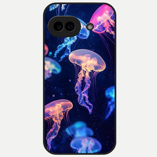  Jellyfish Pattern Glass Case for Google Pixel 10A back cover – full design glossy printed glass finish