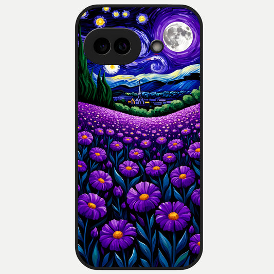  Lavender Moon Field Glass Case for Google Pixel 10A back cover – full design glossy printed glass finish
