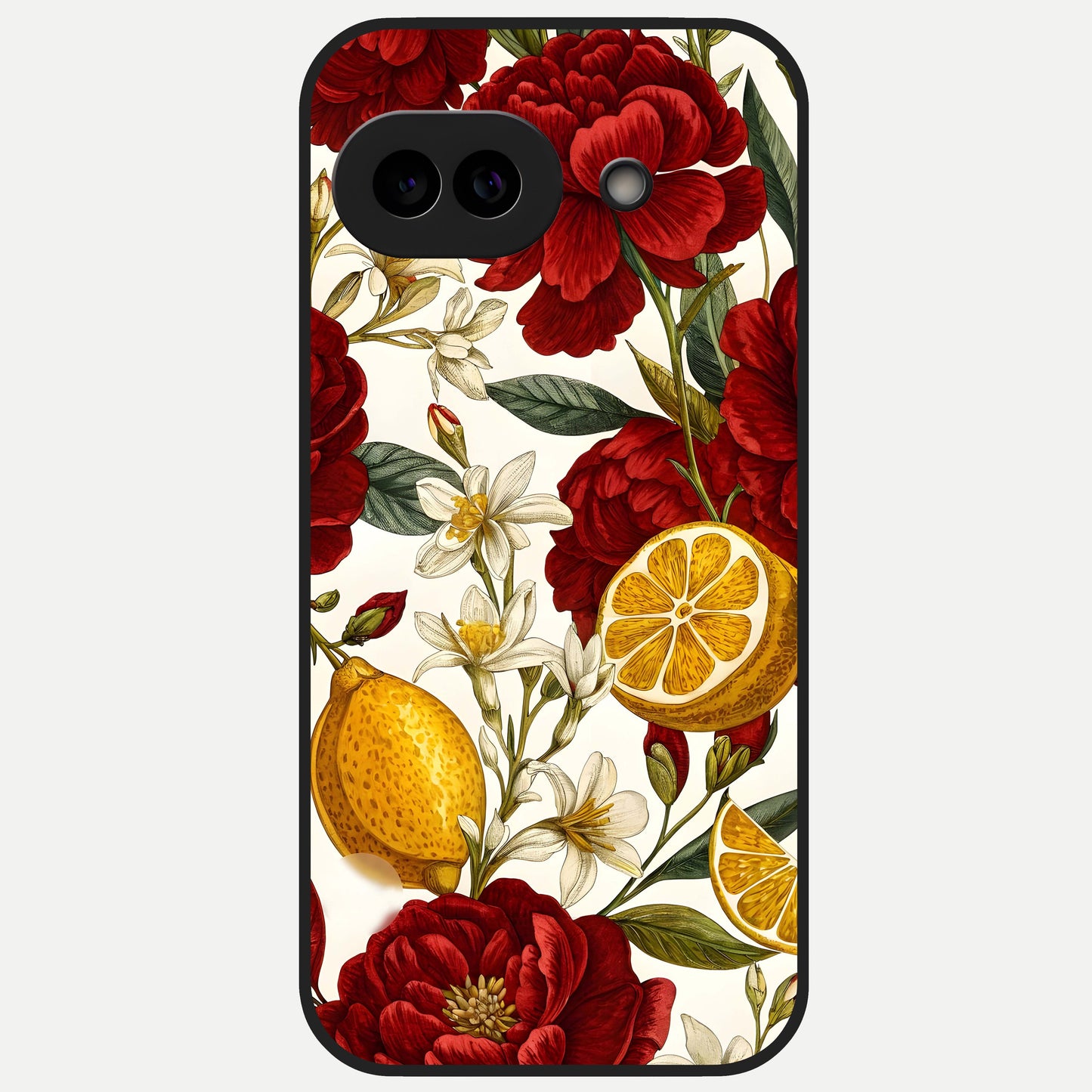  Lemon Rose Charm Glass Case for Google Pixel 10A back cover – full design glossy printed glass finish