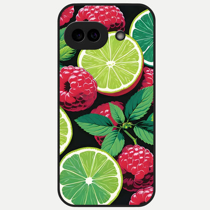  Lime and Raspberry Pattern Glass Case for Google Pixel 10A back cover – full design glossy printed glass finish