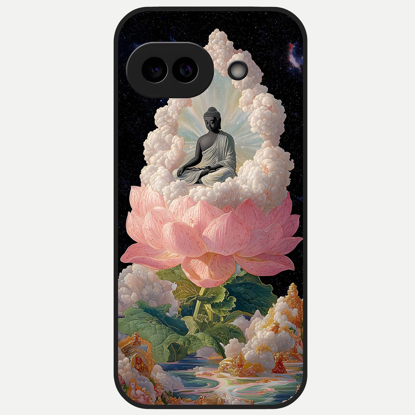  Lotus Divine Peace Glass Case for Google Pixel 10A back cover – full design glossy printed glass finish