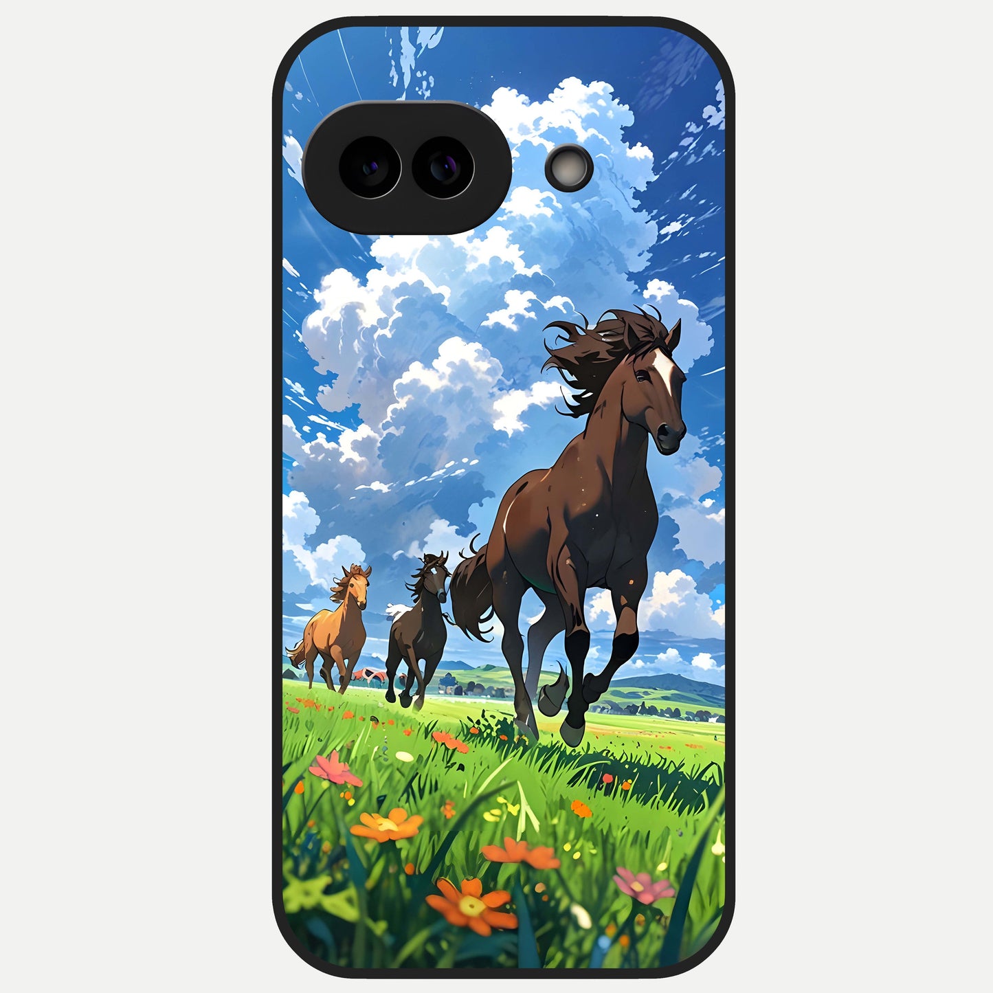  Majestic Horses Galloping Glass Case for Google Pixel 10A back cover – full design glossy printed glass finish