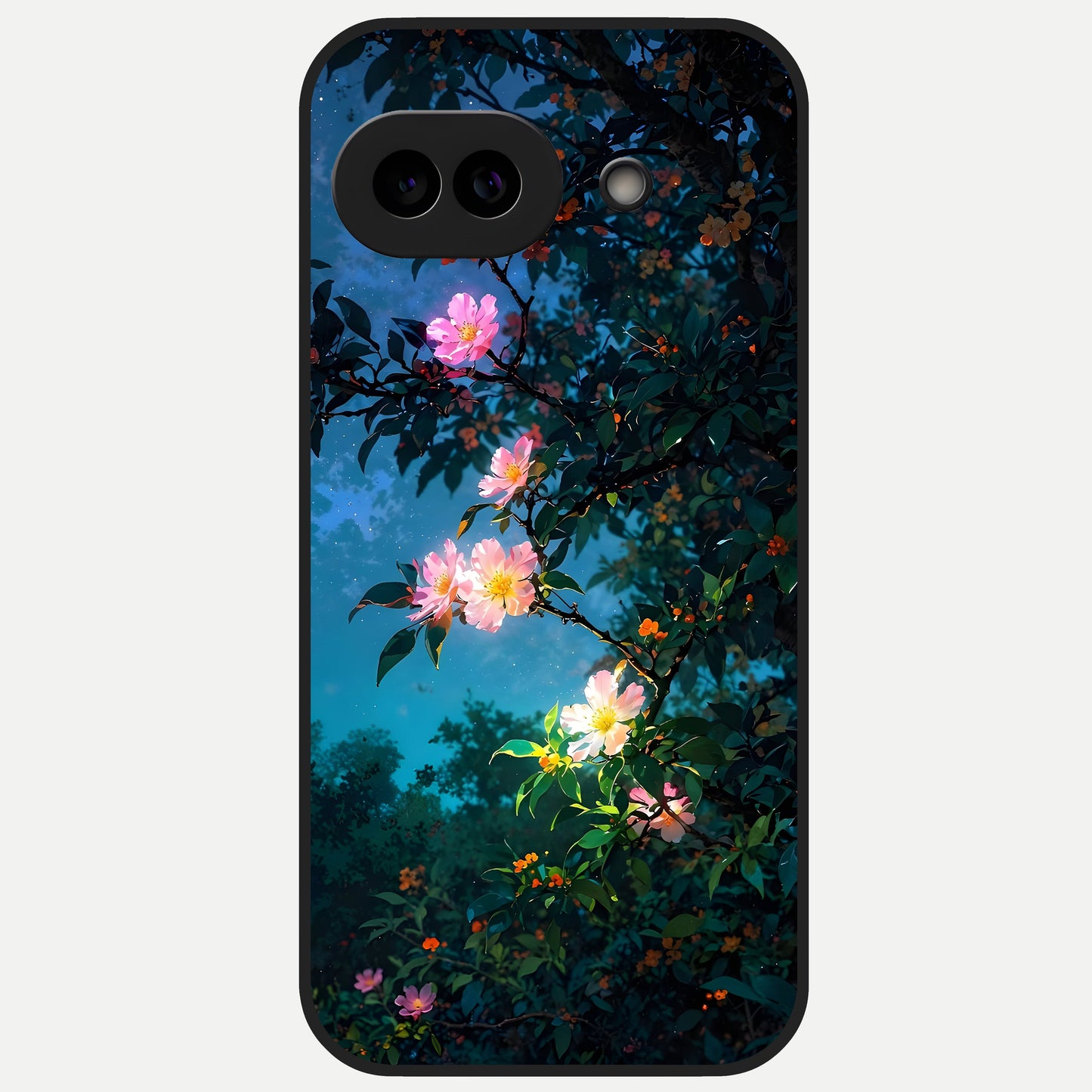  Midnight Bloom Glow Glass Case for Google Pixel 10A back cover – full design glossy printed glass finish