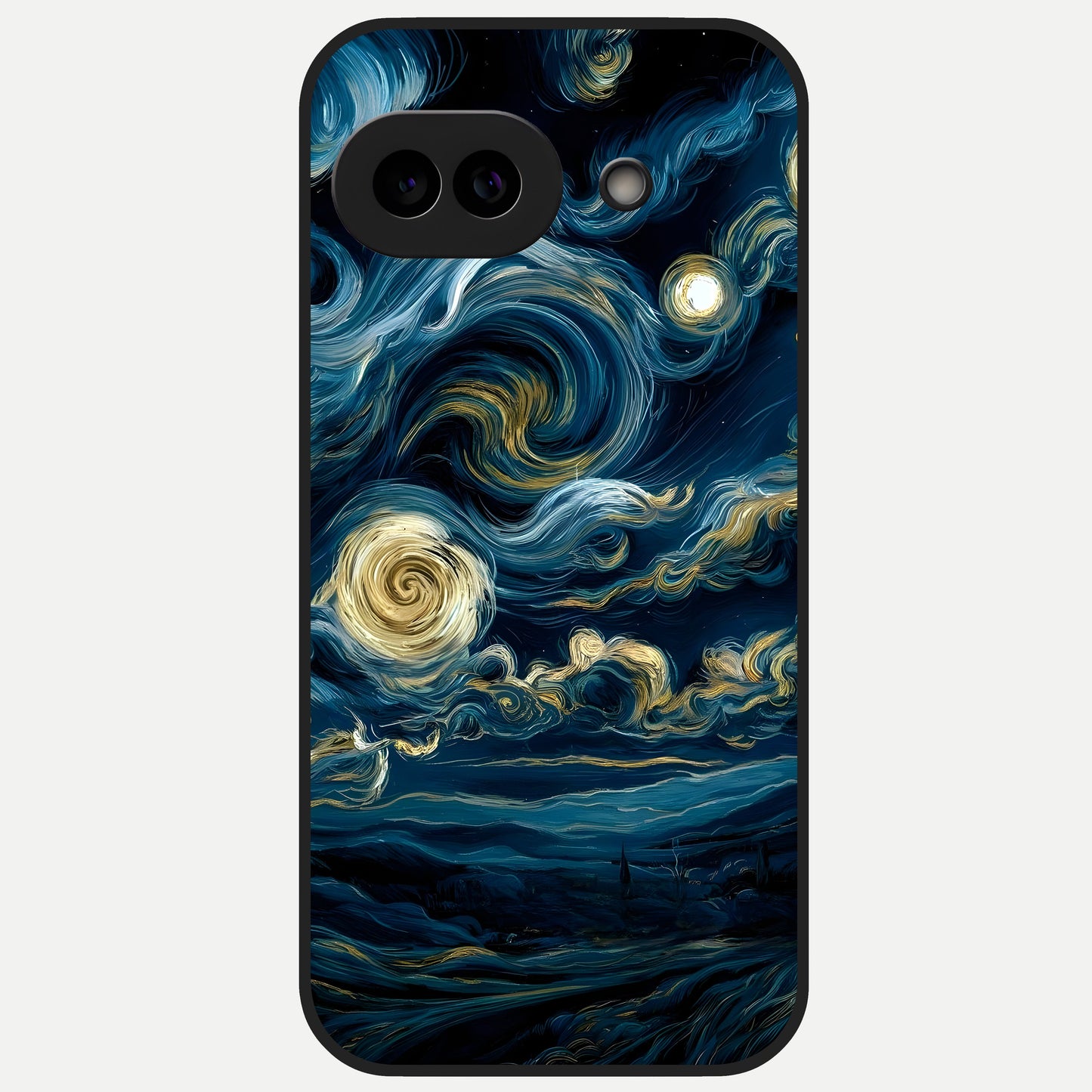  Midnight Sky Whirl Glass Case for Google Pixel 10A back cover – full design glossy printed glass finish