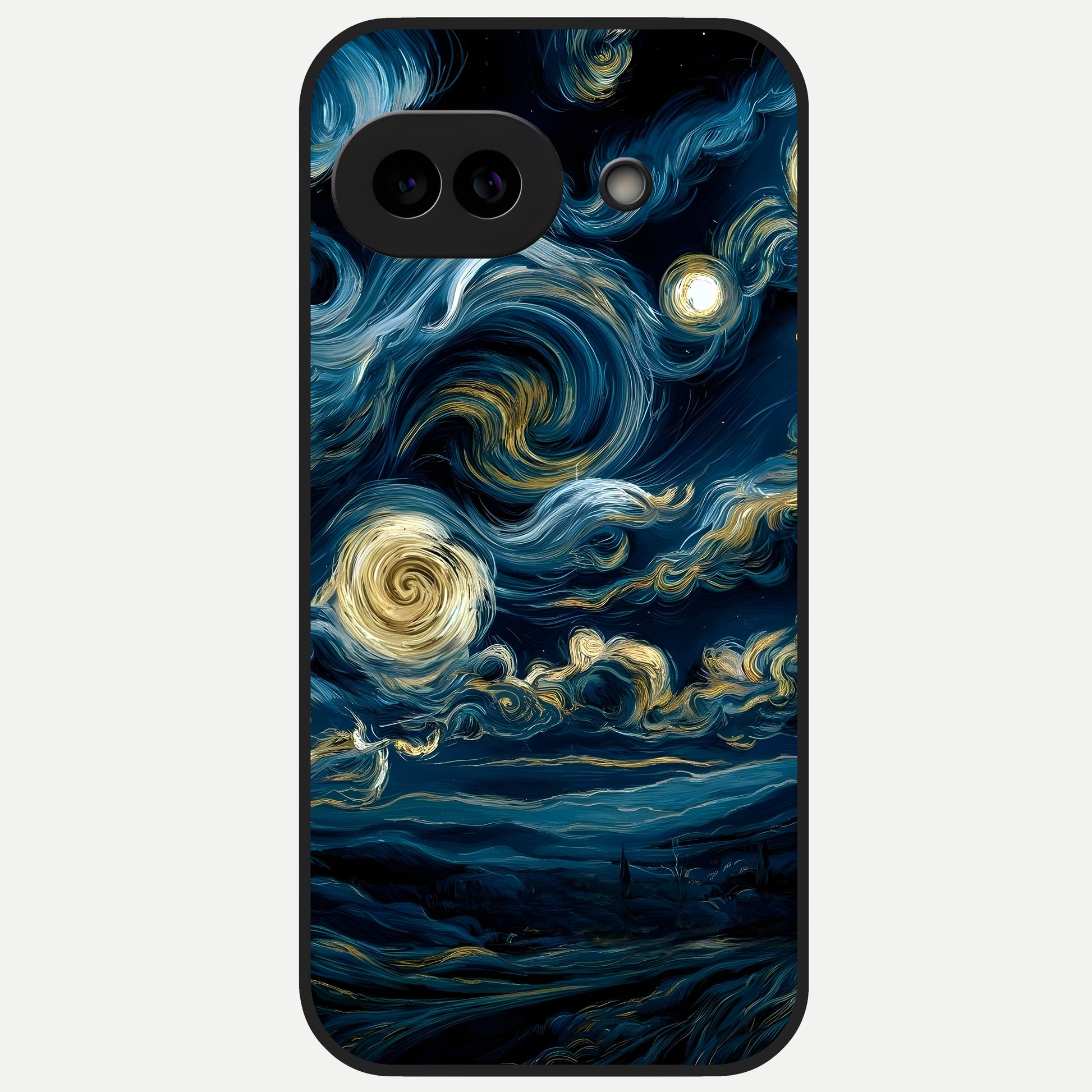  Midnight Sky Whirl Glass Case for Google Pixel 10A back cover – full design glossy printed glass finish