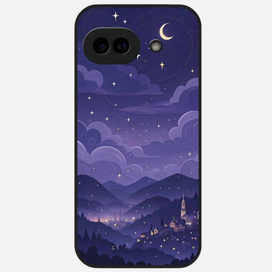  Minimal Night View Glass Case for Google Pixel 10A back cover – full design glossy printed glass finish
