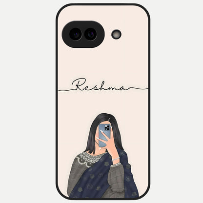  Mirror Mood Muse With Custom Name Glass Case for Google Pixel 10A back cover – full design glossy printed glass finish