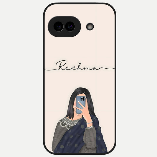  Mirror Mood Muse With Custom Name Glass Case for Google Pixel 10A back cover – full design glossy printed glass finish