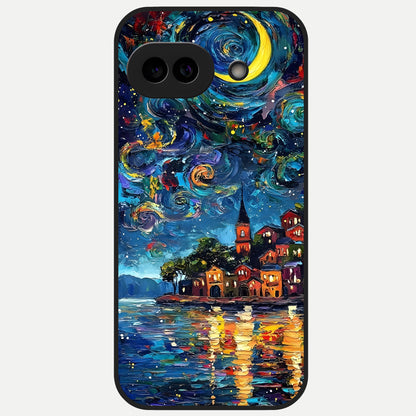  Moonlight Harbor Glow Glass Case for Google Pixel 10A back cover – full design glossy printed glass finish