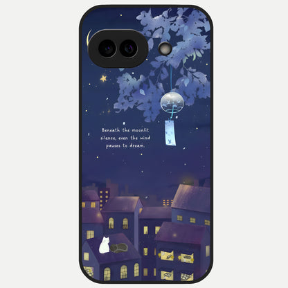  Moonlit Cat Silence Glass Case for Google Pixel 10A back cover – full design glossy printed glass finish