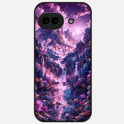  Mystic Cascade Peaks Glass Case for Google Pixel 10A back cover – full design glossy printed glass finish