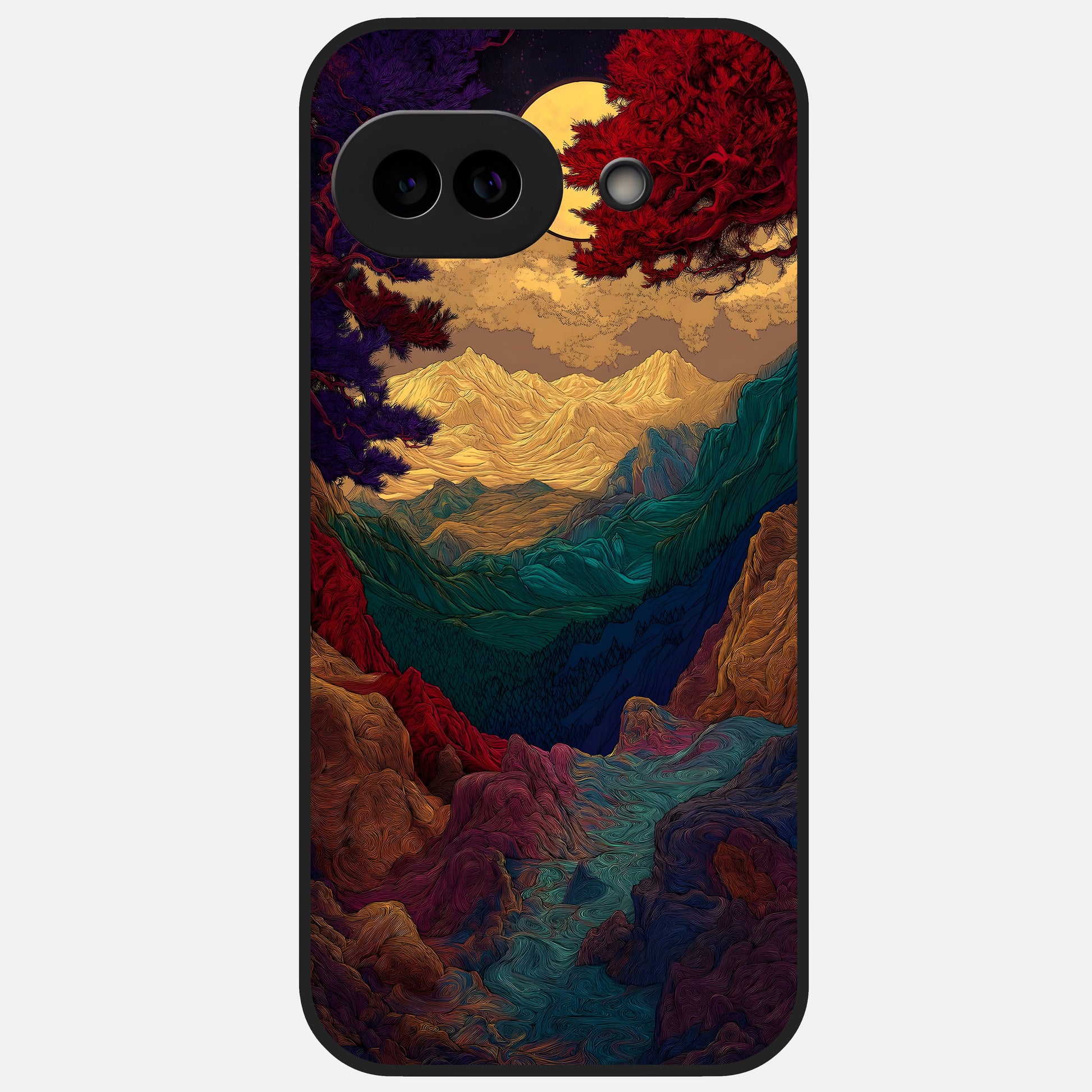  Mystic Valley Light Glass Case for Google Pixel 10A back cover – full design glossy printed glass finish