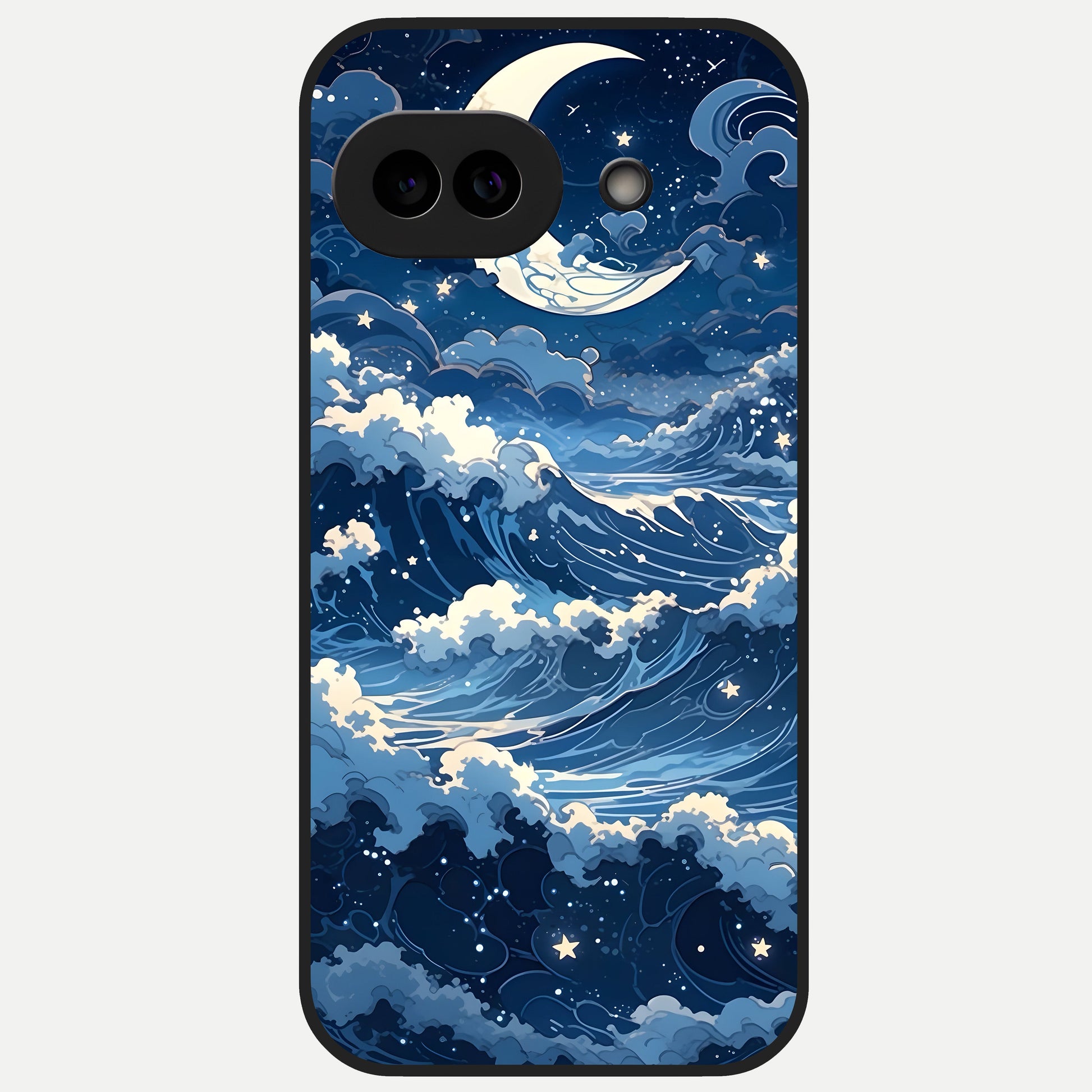  Ocean Moon Waves Glass Case for Google Pixel 10A back cover – full design glossy printed glass finish
