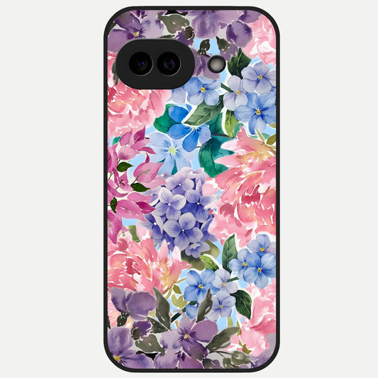  Pastel Floral Mix Glass Case for Google Pixel 10A back cover – full design glossy printed glass finish
