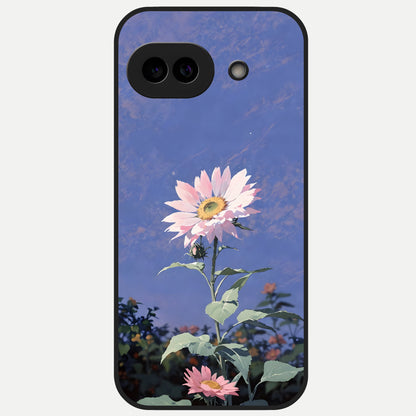  Pink Sunflower Glow Glass Case for Google Pixel 10A back cover – full design glossy printed glass finish