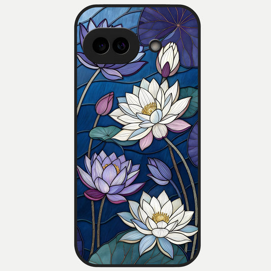  Purple Lotus Stained Glass Case for Google Pixel 10A back cover – full design glossy printed glass finish