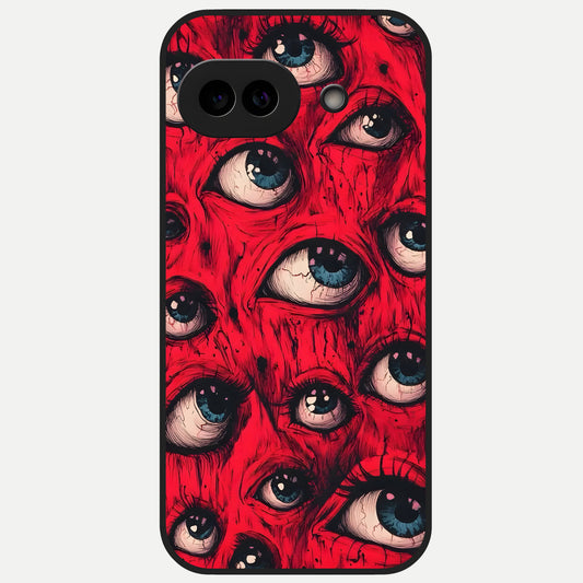  Red Eyes Pattern Glass Case for Google Pixel 10A back cover – full design glossy printed glass finish