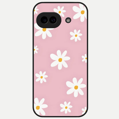  Soft Daisy Bliss Glass Case for Google Pixel 10A back cover – full design glossy printed glass finish