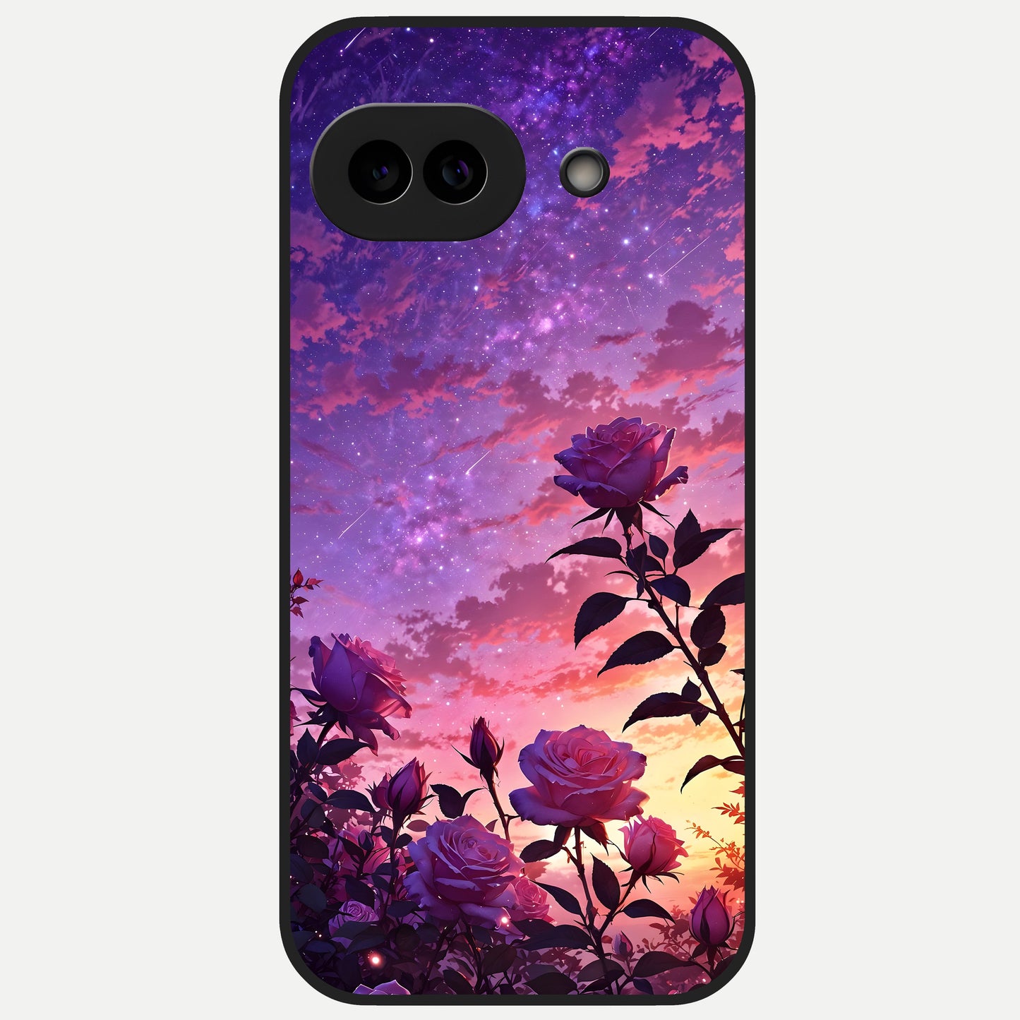  Starlit Rose Twilight Glass Case for Google Pixel 10A back cover – full design glossy printed glass finish