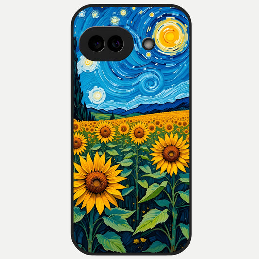  Starry Sunflower Dreams Glass Case for Google Pixel 10A back cover – full design glossy printed glass finish