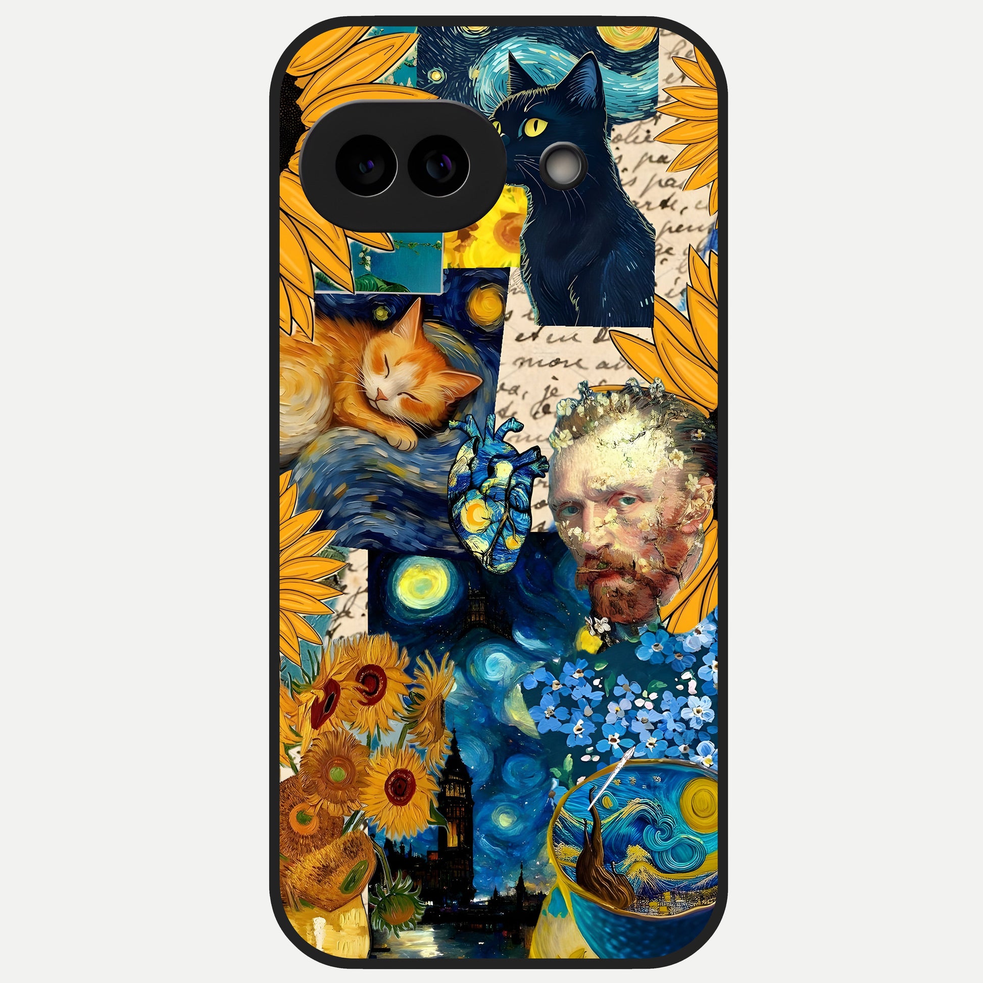  Sunflower Cat Art Glass Case for Google Pixel 10A back cover – full design glossy printed glass finish