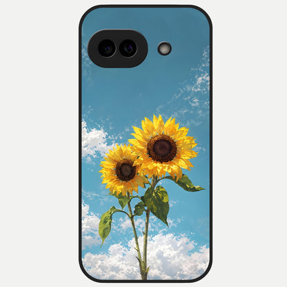  Sunflower Sky Bloom Glass Case for Google Pixel 10A back cover – full design glossy printed glass finish
