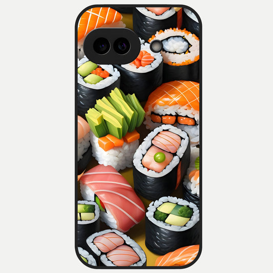  Sushi Food Pattern Glass Case for Google Pixel 10A back cover – full design glossy printed glass finish
