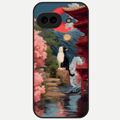  Temple Cat Scenery Glass Case for Google Pixel 10A back cover – full design glossy printed glass finish
