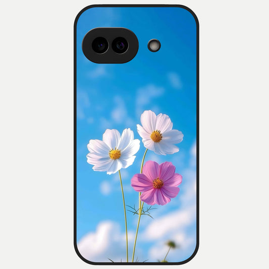  Tripple Flowers With Sky Glass Case for Google Pixel 10A back cover – full design glossy printed glass finish