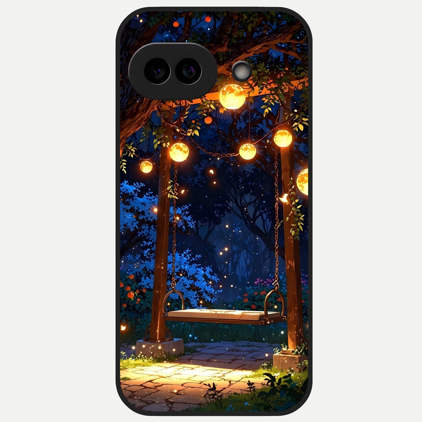  Twilight Garden Swing Glass Case for Google Pixel 10A back cover – full design glossy printed glass finish