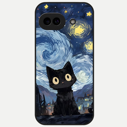  Van Gogh Cat Glass Case for Google Pixel 10A back cover – full design glossy printed glass finish