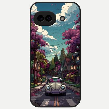  Vintage Street Drive Glass Case for Google Pixel 10A back cover – full design glossy printed glass finish
