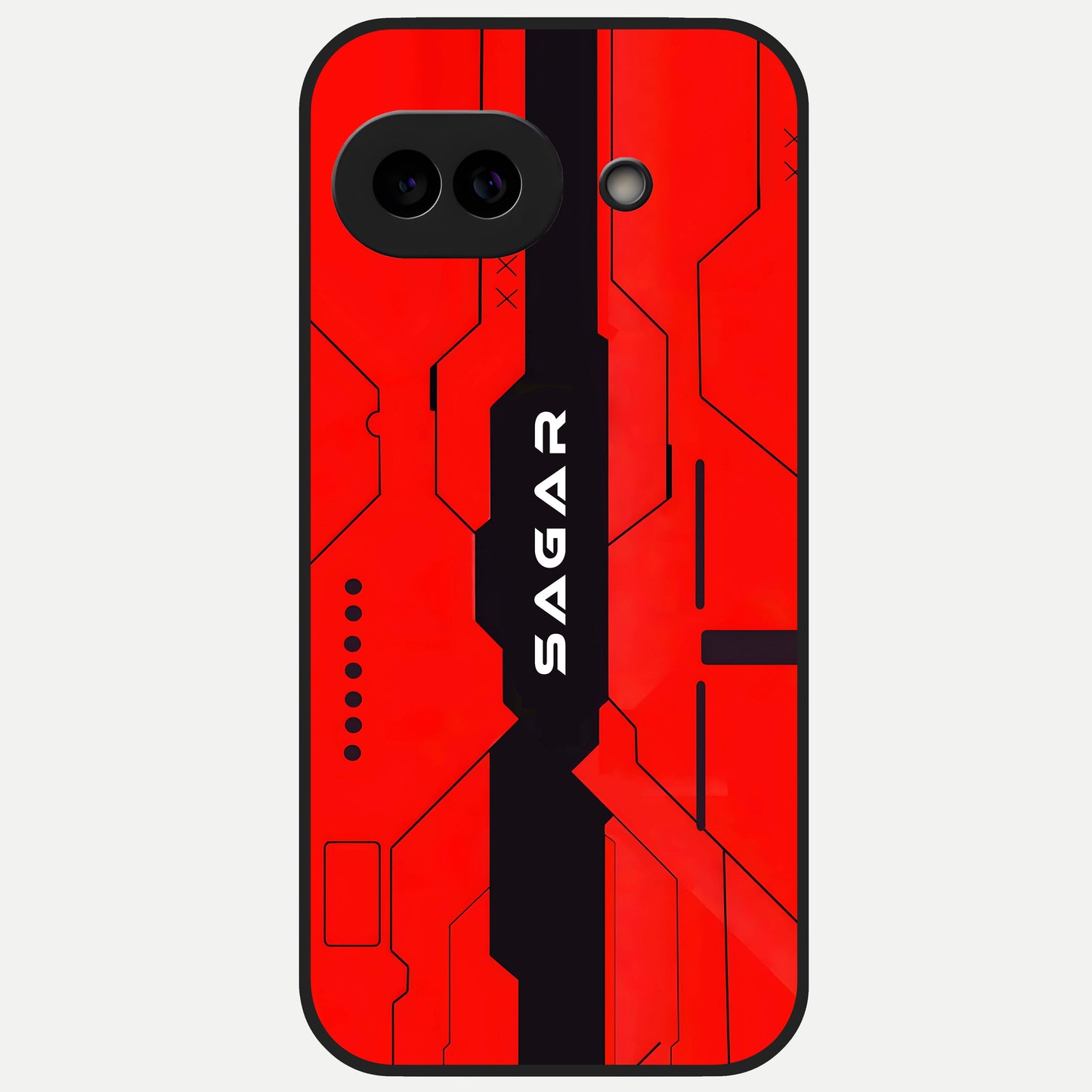  Voltage Rise CYBERPUNK Custom Name Glass Case for Google Pixel 10A back cover – personalized glossy printed glass finish